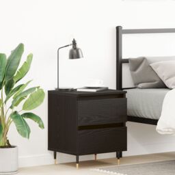 Berkfield Home Bedside Cabinet Black Oak 40x35x50 cm Engineered Wood - Size: 40 x 35 x 50 cm - thumbnail 1