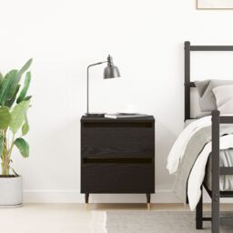 Berkfield Home Bedside Cabinet Black Oak 40x35x50 cm Engineered Wood - Size: 40 x 35 x 50 cm - thumbnail 4