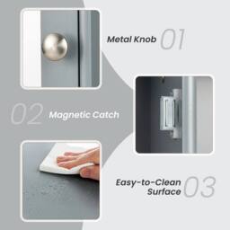 Costway Wooden Bathroom Cabinet Wall Mounted Medicine Cabinet w/Mirror in Grey - thumbnail 7