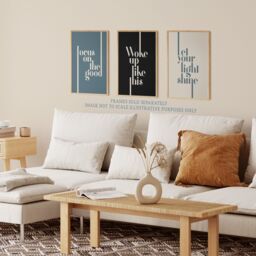 Artery8 Wall Art Print Pack of 3 A4 Let Your Light Shine Woke Up Like This Focus On the Good Boho Quote Muted Typography Living Room s Set - thumbnail 3