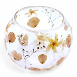 Serenityy Rosa Natural Floral Glass - Large Bowl Candle Holder - 12 x 13 cm - thumbnail 3