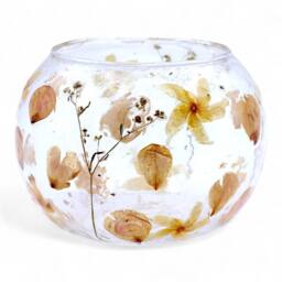 Serenityy Rosa Natural Floral Glass - Large Bowl Candle Holder - 12 x 13 cm - thumbnail 2