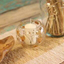 Serenityy Rosa Natural Floral Glass - Large Bowl Candle Holder - 12 x 13 cm - thumbnail 1
