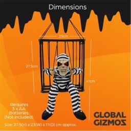 Garden Greatness Animated Skeleton Jail Prop with Motion Sensor & Sound in Black - Size: 1 Pack - thumbnail 3