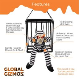 Garden Greatness Animated Skeleton Jail Prop with Motion Sensor & Sound in Black - Size: 1 Pack - thumbnail 4