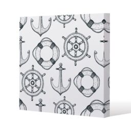 Benjamin Tate Design Anchor & Wheel (Canvas Print) / 46 x 46 x 4cm in Natural - Size: 46 x 46 x 4 cm - thumbnail 1