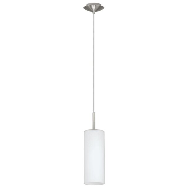 Loops Pendant Ceiling Light Satin Nickel Shade White Painted Satin Glass E27 1x60W in Metallics - image 1
