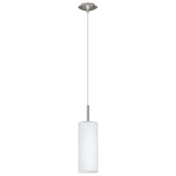 Loops Pendant Ceiling Light Satin Nickel Shade White Painted Satin Glass E27 1x60W in Metallics