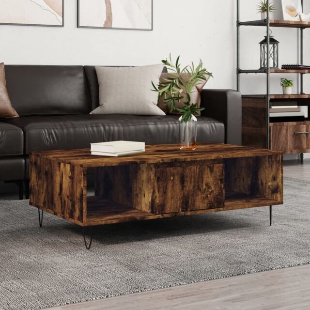 Berkfield Home Coffee Table Smoked Oak 104x60x35 cm Engineered Wood in Brown - Size: 104 x 60 x 35 cm - image 1