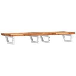 Berkfield Home Elegant Basin Shelf Wall Mounted Steel & Solid Wood Acacia in Brown - thumbnail 6
