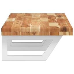 Berkfield Home Elegant Basin Shelf Wall Mounted Steel & Solid Wood Acacia in Brown - thumbnail 5