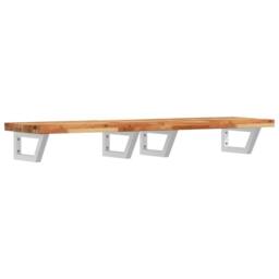 Berkfield Home Elegant Basin Shelf Wall Mounted Steel & Solid Wood Acacia in Brown - thumbnail 3