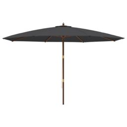 Berkfield Home Garden Parasol with Wooden Pole Black 400x273 cm - thumbnail 4