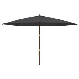 Berkfield Home Garden Parasol with Wooden Pole Black 400x273 cm - thumbnail 3