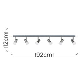 ValueLights Consul 6 Way Silver Ceiling Bar Spotlight - thumbnail 6