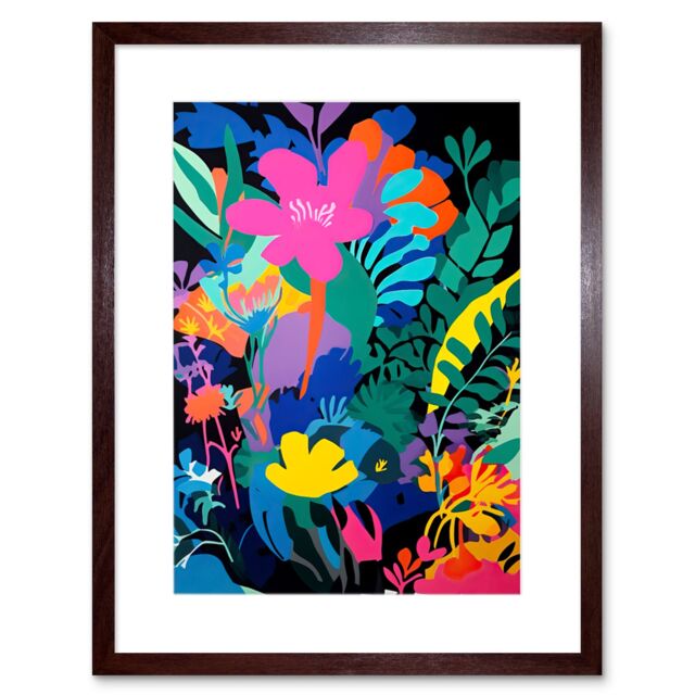"Artery8 Wall Art Print Henri Matisse Inspired Floral Landscape Acrylic Painting Vibrant Abstract Flowers Artwork Framed 9X7 Inch - Size: W7"" x H9""" - image 1