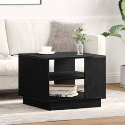 Berkfield Home Black Oak Coffee Table 55x55x42 cm Made of Engineered Wood - Size: 55 x 55 x 42 cm - thumbnail 4