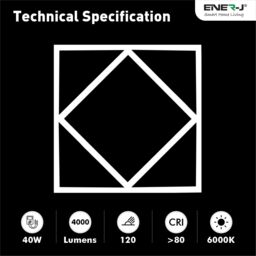 ENER-J Double Square Borderline LED Panel, 60x60 40W 4000 Lumens, 3 Years warranty, 6000K (Pack of 2) in White - thumbnail 4