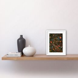 "Artery8 Wall Art Print Birds on Blooming Trees in Spring Modern Folk Artwork Framed 9X7 Inch in White - Size: W7"" x H9""" - thumbnail 2