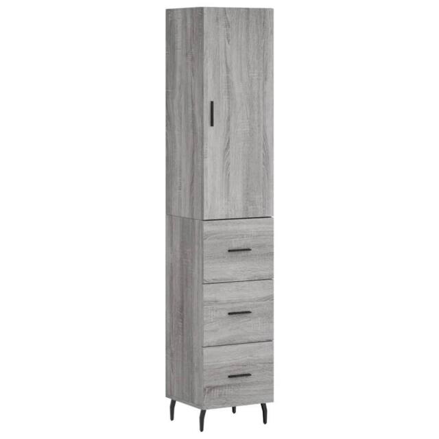 Berkfield Home Highboard Grey Sonoma 34.5x34x180 cm Engineered Wood - image 1