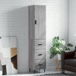 Berkfield Home Highboard Grey Sonoma 34.5x34x180 cm Engineered Wood - thumbnail 2