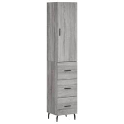 Berkfield Home Highboard Grey Sonoma 34.5x34x180 cm Engineered Wood - thumbnail 1