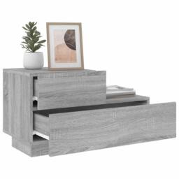 Berkfield Home Bedside Cabinet with LED Lights Grey Sonoma 70x36x40.5 cm - thumbnail 4