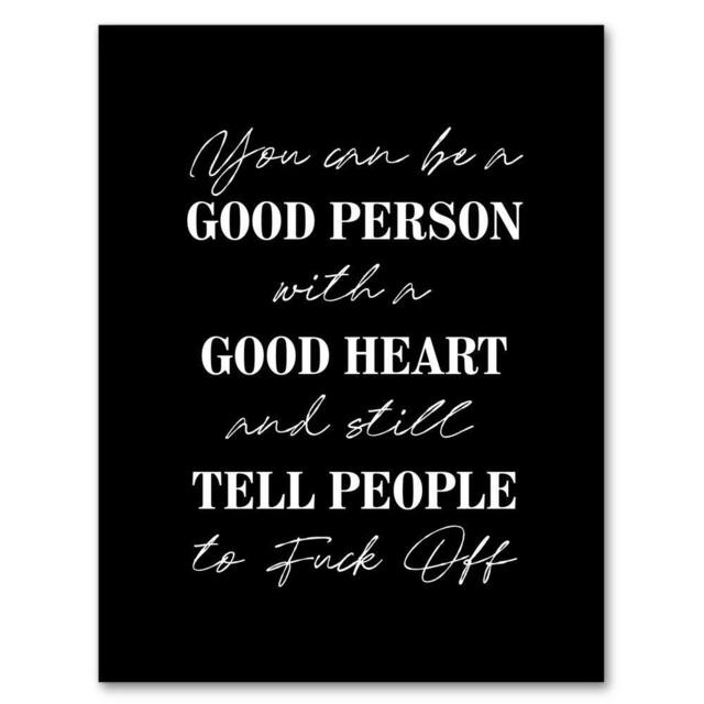 Artery8 Good Person With A Good Heart Funny Cheeky Framed Wall Art Print in Black - Size: A4 - image 1