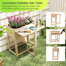 Kelvenix Foldable Side Table Wooden Raised Garden Bed in Natural - Size: 100g - thumbnail 5