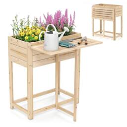 Kelvenix Foldable Side Table Wooden Raised Garden Bed in Natural - Size: 100g