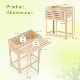 Kelvenix Foldable Side Table Wooden Raised Garden Bed in Natural - Size: 100g - thumbnail 2