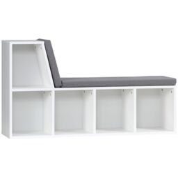 HOMCOM 2 Tier Bookcase Modern Bookshelf Removable Cushions for Home Office in White - thumbnail 2