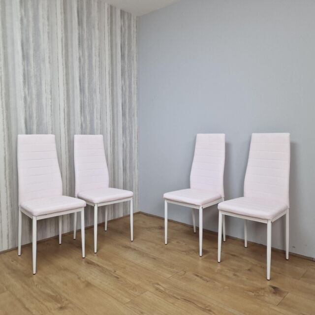 KOSY KOALA Four White Faux Leather Padded Chairs With Tint Of Pink in Light Pink - image 1
