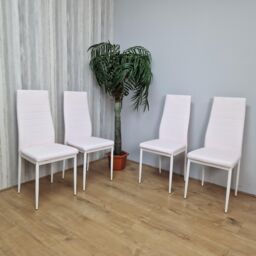 KOSY KOALA Four White Faux Leather Padded Chairs With Tint Of Pink in Light Pink - thumbnail 4
