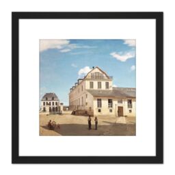 Artery8 Jean Baptiste Camille Corot House & Factory Of Monsieur Henry 8X8 Inch Square Wooden Framed Wall Art Print Picture with Mount in Black - thumbnail 1