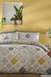 Portfolio Home Morocco Print Duvet Cover Set in Yellow - Size: Double - thumbnail 1