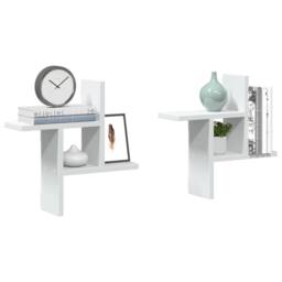Berkfield Home Wall Shelves 2 pcs White 38x12x38 cm Engineered Wood - Size: 38 x 12 x 38 cm - thumbnail 1
