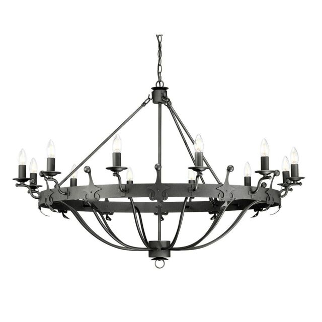 Loops 12 Bulb Chandelier Hanging Pendant LIght Graphite Finish LED E14 60W Bulb
