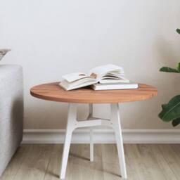 Berkfield Home Table Top Ã˜50x1.5 cm Round Solid Wood Beech in Brown - Size: 50x1.5 cm - thumbnail 2