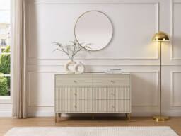 Vente-unique 6-Drawer Chest Of Drawers - Beige - LOUREO - thumbnail 1