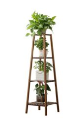 Living and Home 4 Tier Vintage Indoor Plant Stand Solid Wood Display Shelf in Brown - thumbnail 4
