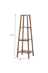 Living and Home 4 Tier Vintage Indoor Plant Stand Solid Wood Display Shelf in Brown - thumbnail 3