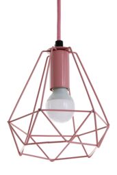 Orsina Modern Pastel Blue Pendant Light, Open Frame Hanging Lamp With Exposed Bulb Design, Compact Ceiling Fixture in Pink - thumbnail 3