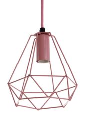 Orsina Modern Pastel Blue Pendant Light, Open Frame Hanging Lamp With Exposed Bulb Design, Compact Ceiling Fixture in Pink - thumbnail 2