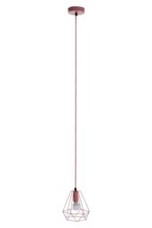 Orsina Modern Pastel Blue Pendant Light, Open Frame Hanging Lamp With Exposed Bulb Design, Compact Ceiling Fixture in Pink - thumbnail 4