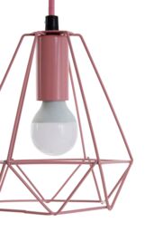 Orsina Modern Pastel Blue Pendant Light, Open Frame Hanging Lamp With Exposed Bulb Design, Compact Ceiling Fixture in Pink - thumbnail 5