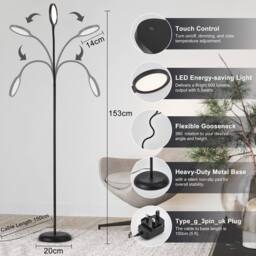 Harper Living Floor Lamp Black, Dimmable LED Lamps for Living Room, 3 Colour Temps in Black - thumbnail 6