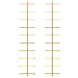 Berkfield Home Wall-mounted Wine Rack for 10 Bottles 2 pcs Gold Metal - thumbnail 4