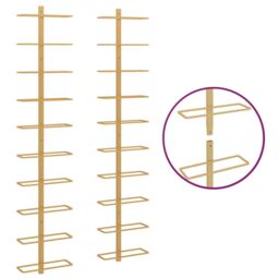 Berkfield Home Wall-mounted Wine Rack for 10 Bottles 2 pcs Gold Metal - thumbnail 5