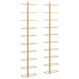 Berkfield Home Wall-mounted Wine Rack for 10 Bottles 2 pcs Gold Metal - thumbnail 2